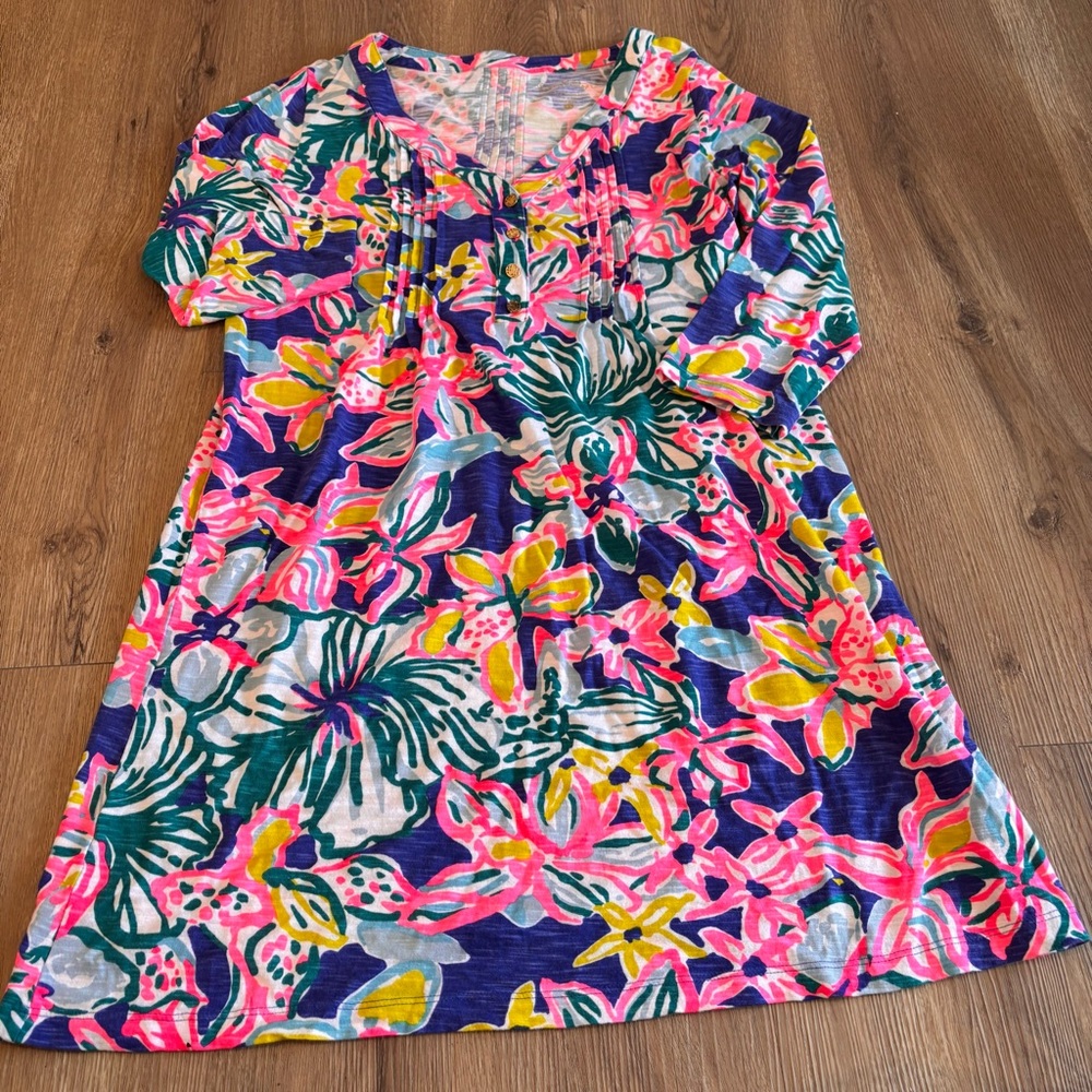 Lilly Pulitzer Women’s Kerry Shift Floral AOP 3/4 Sleeve Midi Dress Size M